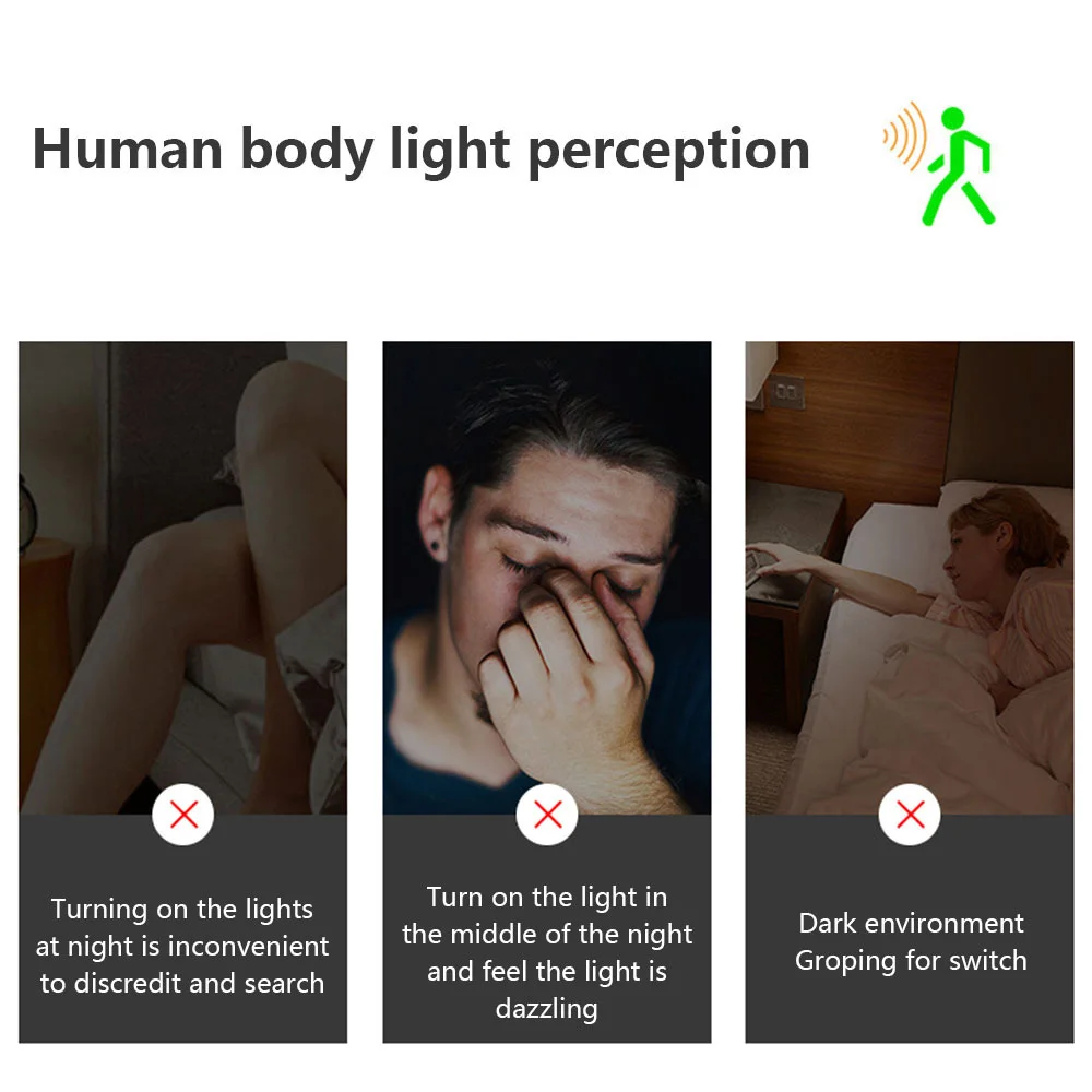 6pcs LED Motion Sensor Light Auto On/Off Mini Smart LED Light within 3 Meters for Bedroom Stairs