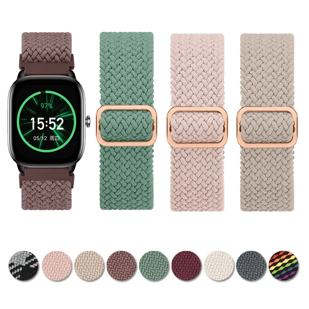 Elastic Braided Band For Amazfit GTS 2 4 Mini/GTR 42mm/GTS 2 3 2e/Bip youth/Bip S Lite/Bip Pace Lite/Bip U/Bip 3 Pro Strap Band