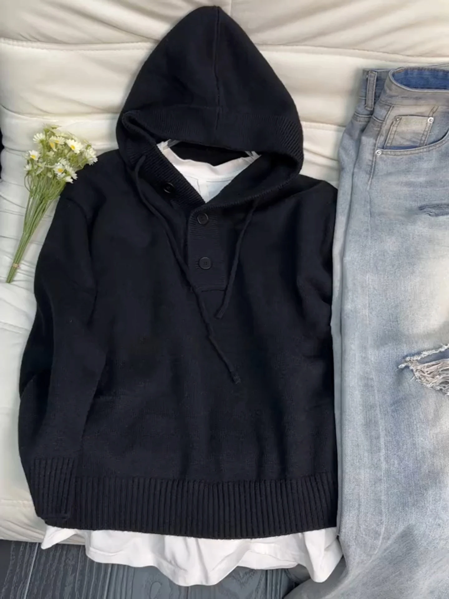 

Мужской кардиган Cleanfit с капюшоном, свободный крой, высококачественный вязаный свитер, осенний сезон, повседневный стиль