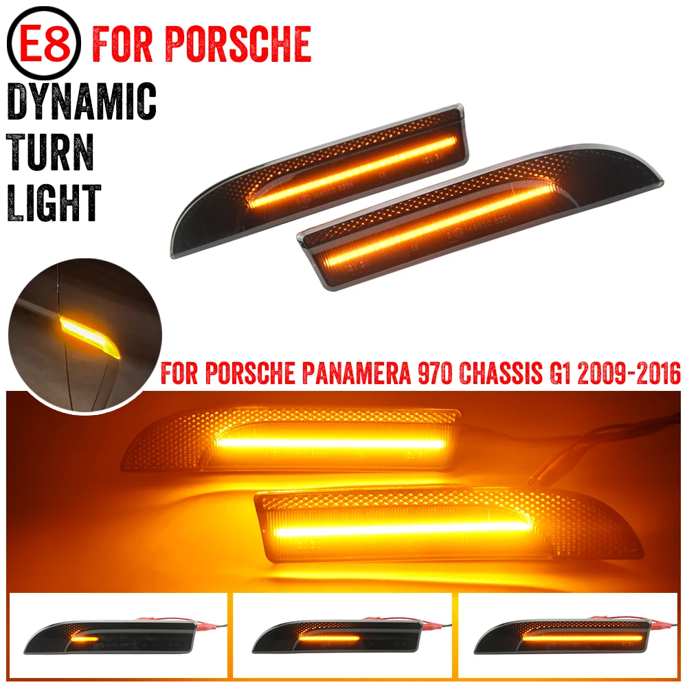 2 قطعة لبورشه باناميرا 970 G1 2009-2016 ديناميكية LED الجانب ماركر ضوء سيارة بدوره إشارة الوامض مؤشر مصابيح OEM # 97063103302 #2