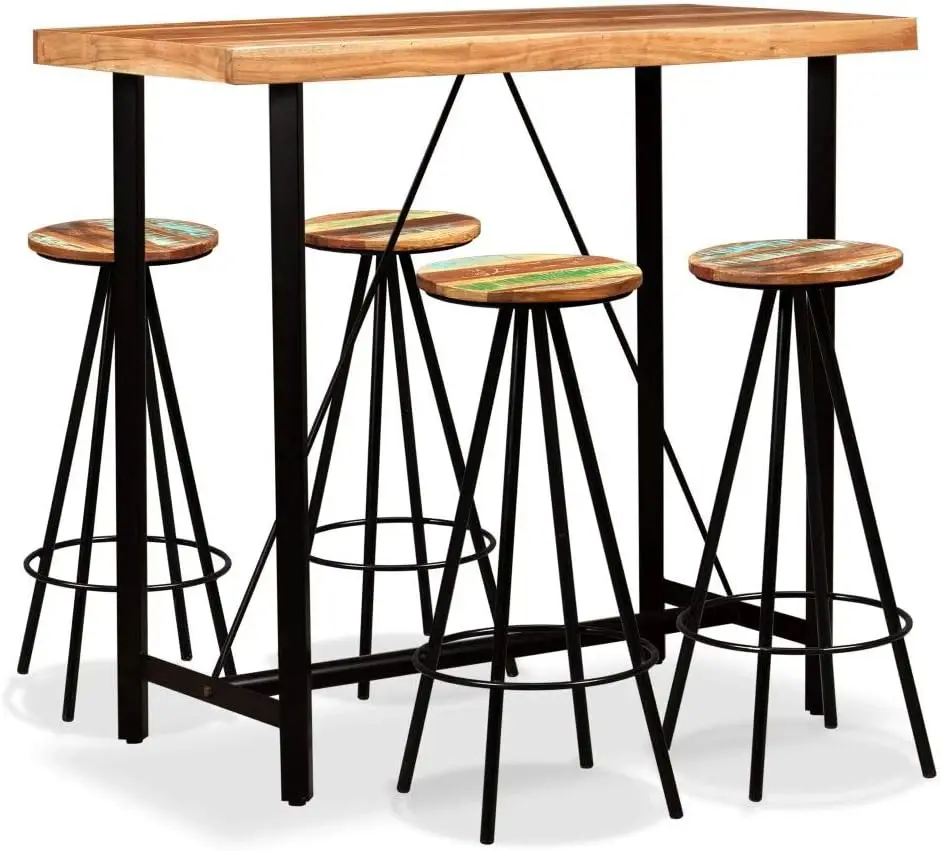 Dining Table Set Kitchen Counter With Height Bar Stools, Wood Elegant Pub Breakfast Chairs For Living, Party Room Occasions,Bar