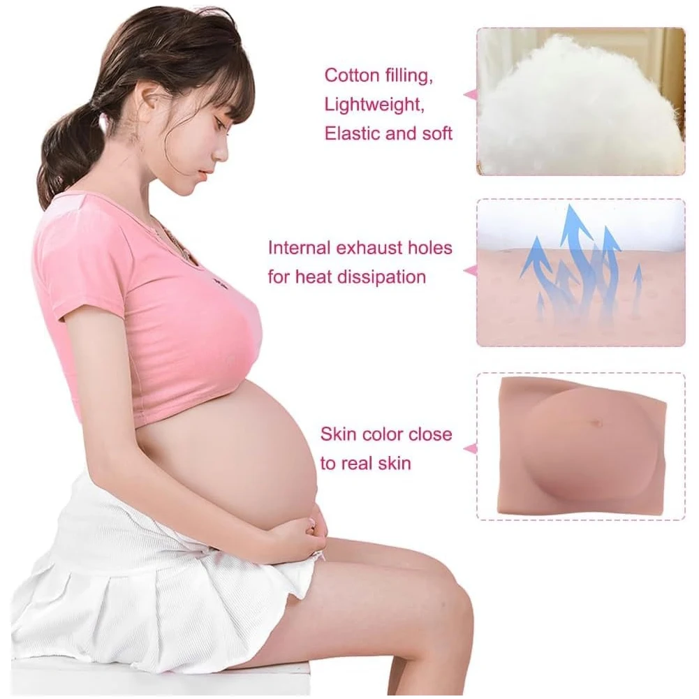 8th Silicone Pregnant Belly 9 and 6 Months Artificial Fake Pregnant Belly Costume Lifelike Skin for Actor Performance Maternity