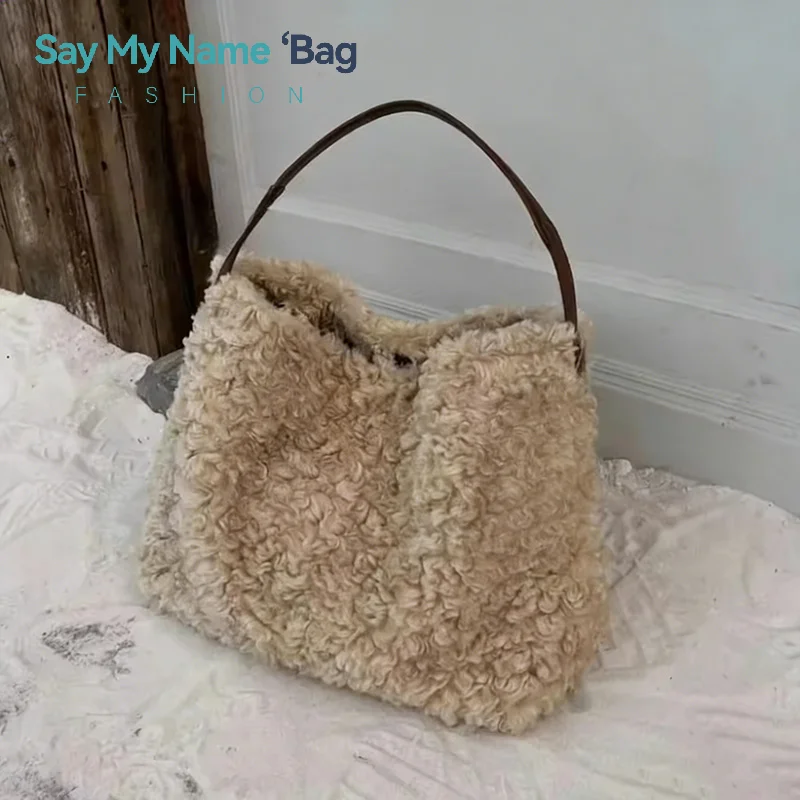 

Women Bag Autumn Winter Luxury Fashion New 2026 Imitation Lamb Wool Shoulder Bag Handbag Simple Office Women Bag Handbags Purses