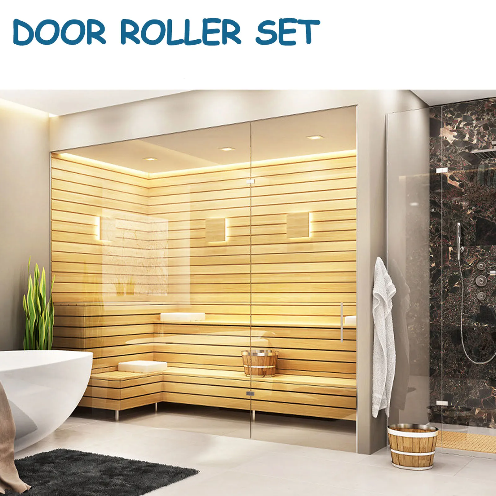 

2 Sets Shower Door Roller Stainless Steel Copper Sliding Track Wheels Bathroom Runners Durable Garage Hardware