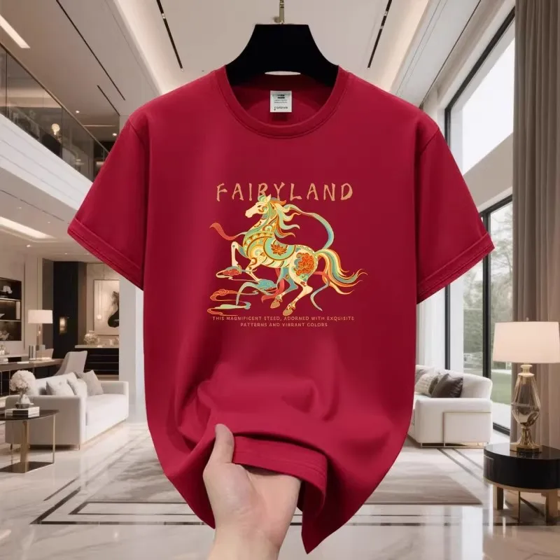 Loose Fit Pure Cotton ort Sve T-irt Autumn Winter Heavy Weight Red Wine Color M Fem Year f Sve Cotto...