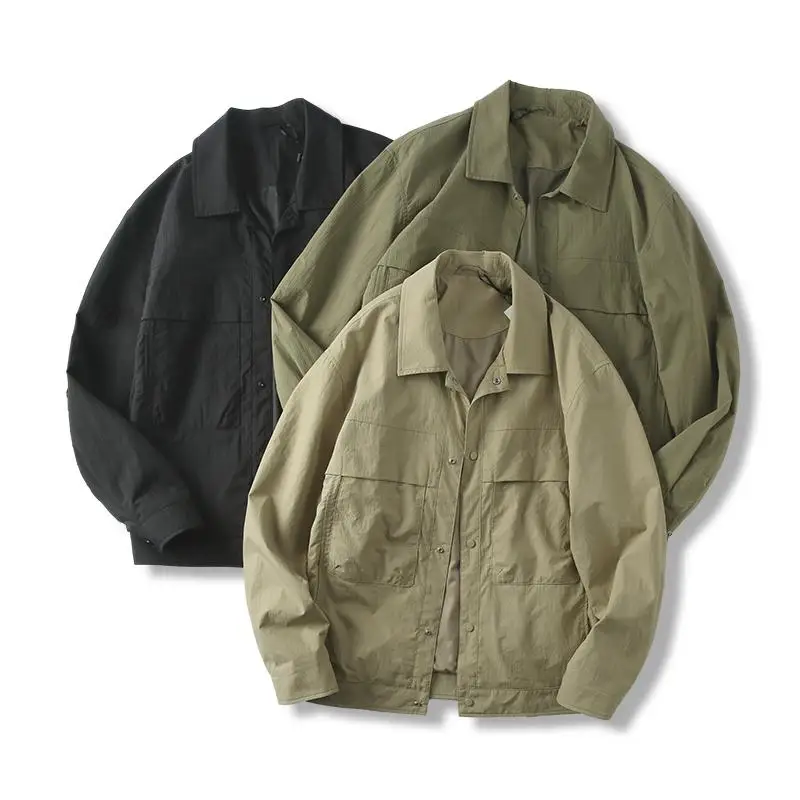 

Ветрозащитная и водонепроницаемая куртка Niaoxi из текстурированной ткани, весенняя мужская повседневная куртка с воротником, рабочая одежда, 3D крой, модный городской стиль