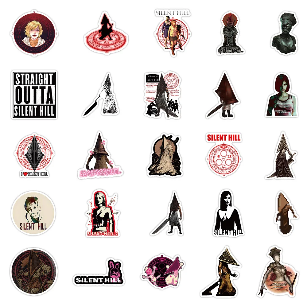 50 pçs silent hill filme de terror personalizado criativo adesivos decorativos geladeira skate caixa lápis diy adesivos
