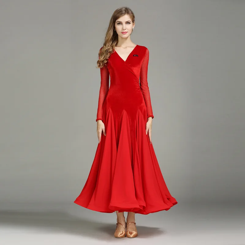 Gesellschaft stanz Wettbewerb Kleider Frauen Walzer Kleid Tanz tragen moderne Tanz kostüme Flamenco Kleid my750