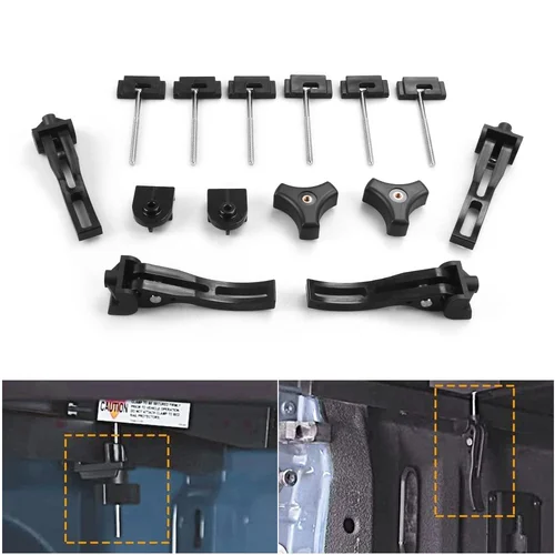 Imagen 2 del producto Accesorios universales de repuesto, piezas de fijación para camioneta Tonneau, cubierta de cama, abrazadera delantera trasera, pernos en T negros