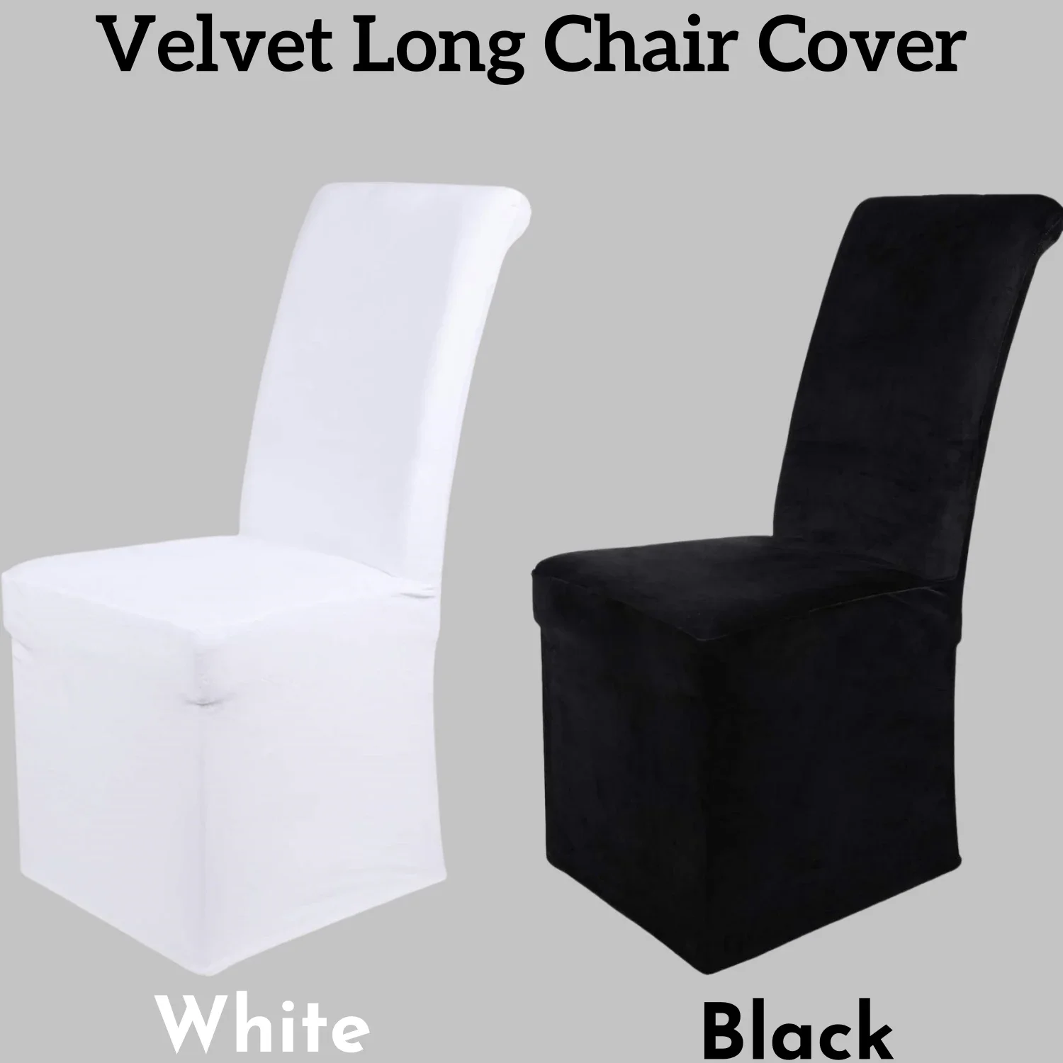 

Stretch Velvet Long Chair Covers 360° Full Cover for Dining Room Soft Removable Long Solid Dining Chair Slipcover