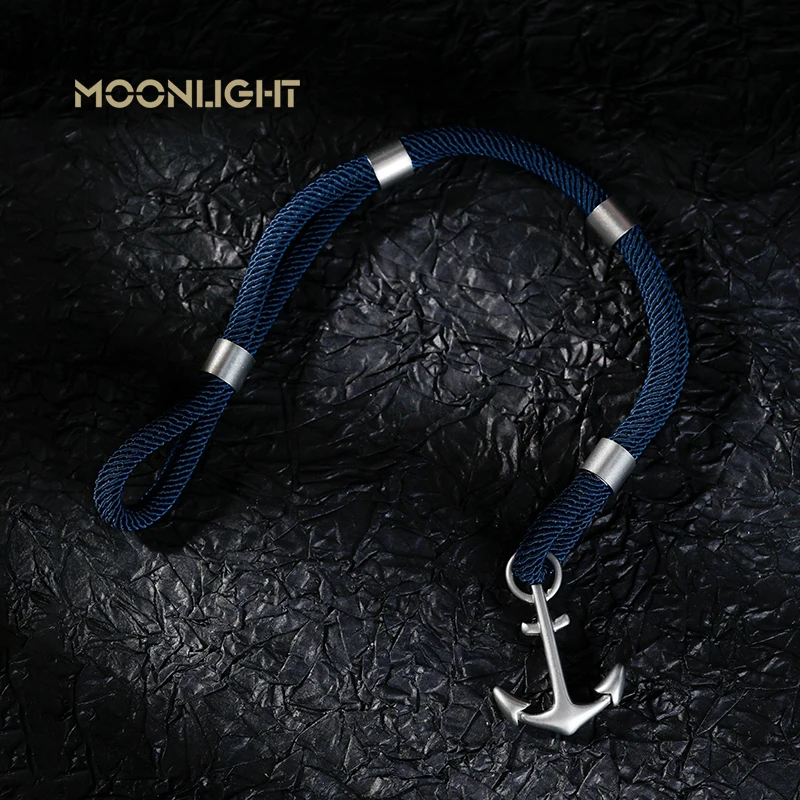 MOONLIGHT Fashion Rope Anchor Bracelet For Men Double Layer Outdoor Camping Blue Braclets Homme Accessories Wristband Jewelry