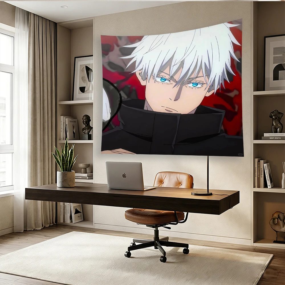 Jujutsu Kaisen Gojo Satoru Tapestry, Anime Wall Decor, Flat Print Bedroom Dorm Banner, JJK Fan Gift