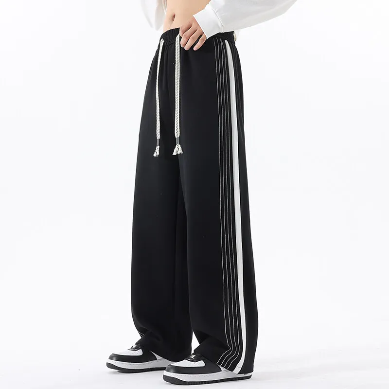 Straight Cotton Sweatpants Men's 2025 Spring Autumn Casual Pants Streetwear Oversized Loose Pants Outdoor Sports Jogger Trousers