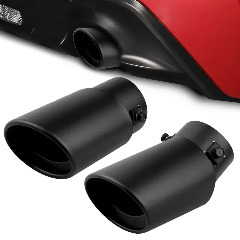 [Chrome Tail Pipe] Stainless Steel Chrome Plated 1pc 2.5-Inch Interface Car Exhaust Black Tail Pipe Tip Tube | image 2