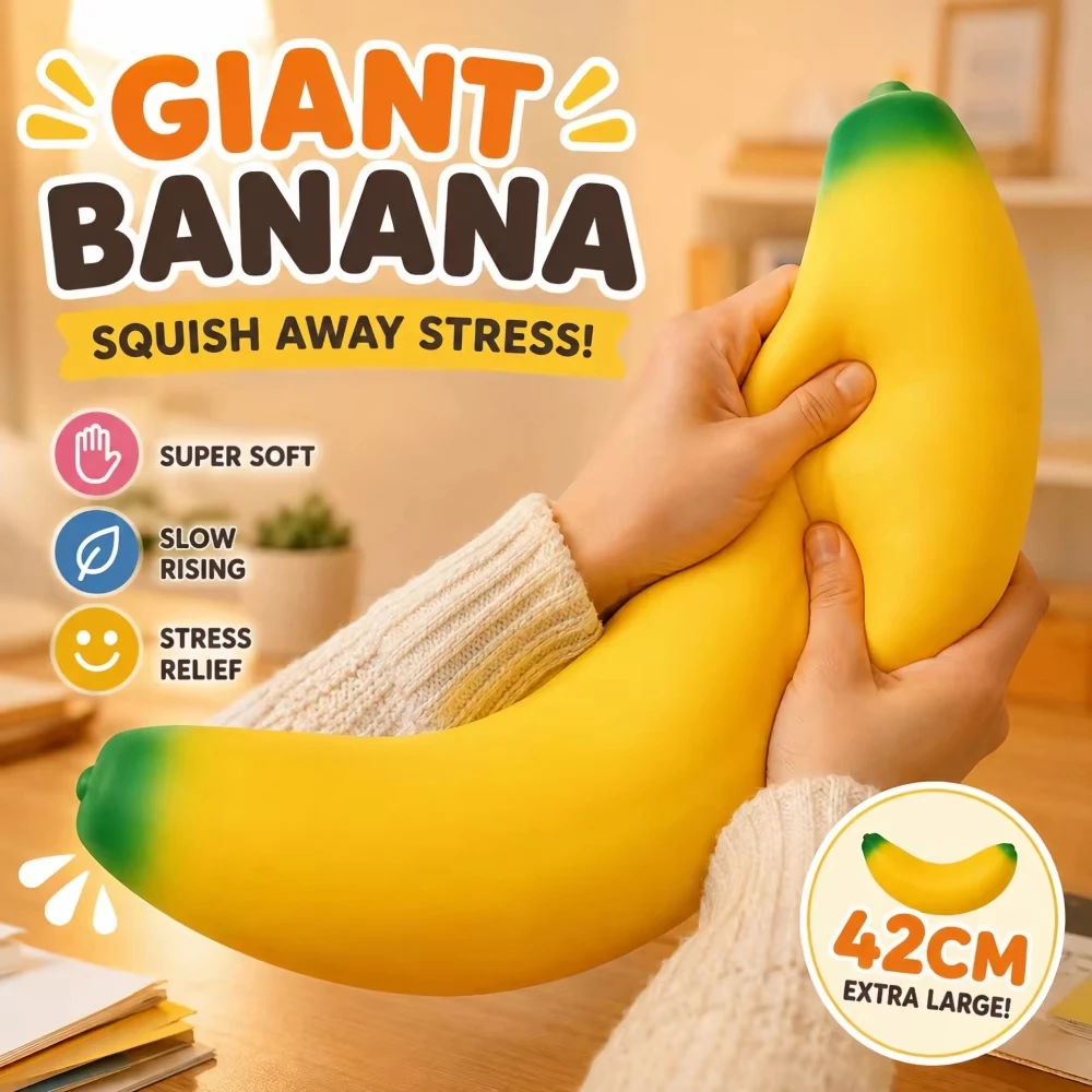 45cm Jumbo Squishy Bannana Giant Squeezing Stress Ball Slow Rebound Stress Relieving Gifts Home Desk Decor for Anxiety Relief