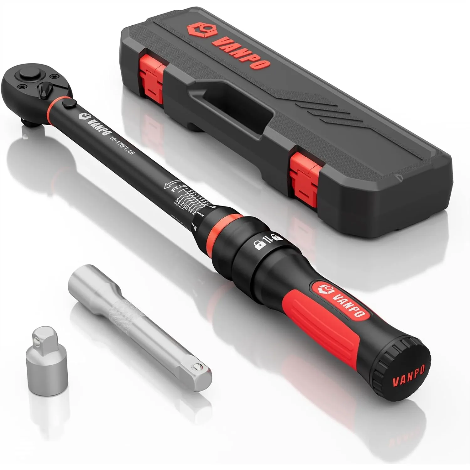 

Torque Wrench 1/2-Inch Drive, 10-170 ft.lb Click, TRP+ABS Handle, ±3% Accuracy with Calibration Certificate