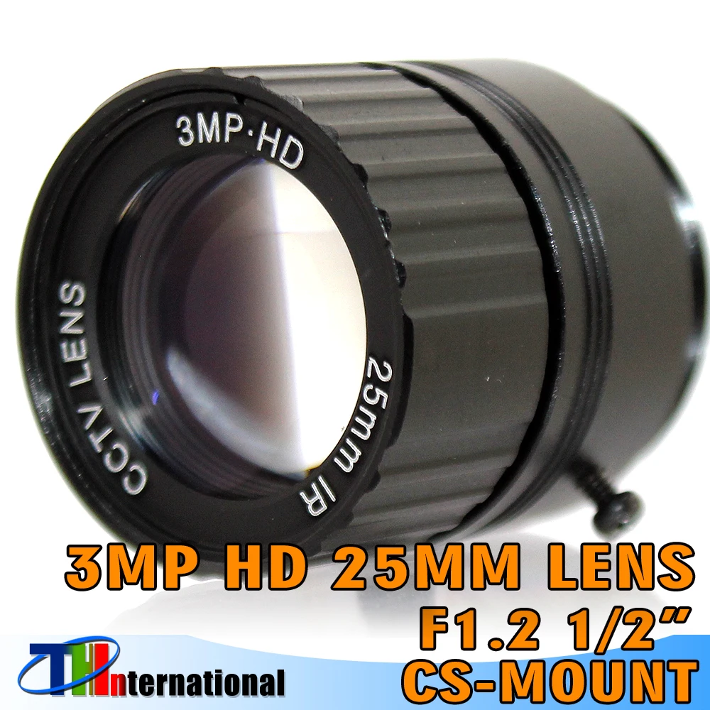 3MP HD 25mm obiektyw CS widok obiektywy kamery przemysłowej 70m 11 stopni 1/2 "F1.4 IR stałe mocowanie tęczówki CS dla kamery IP CCD AHD