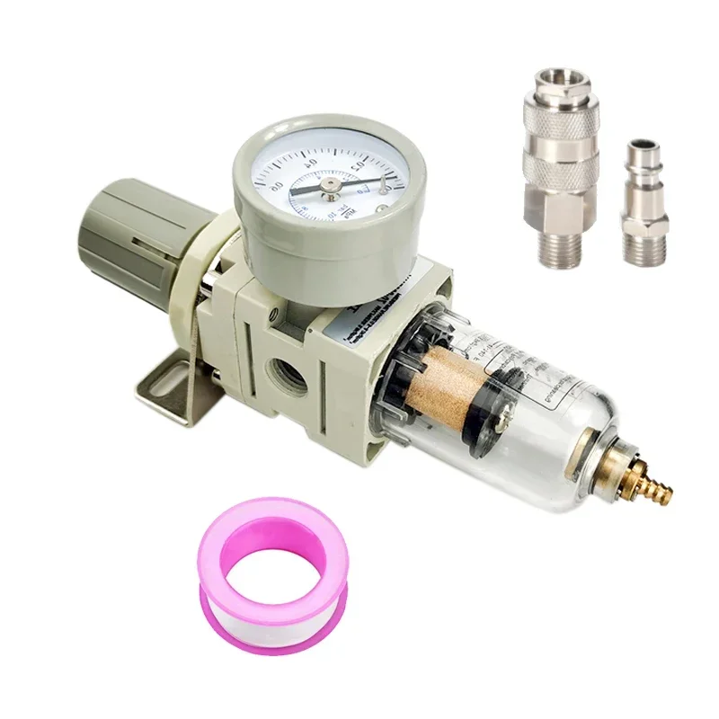 

AW2000-02 Pneumatic 1/4 BSP Air Filter Pressure Regulator Combo Piggyback, Air Tool Compressor Filter with Gauge