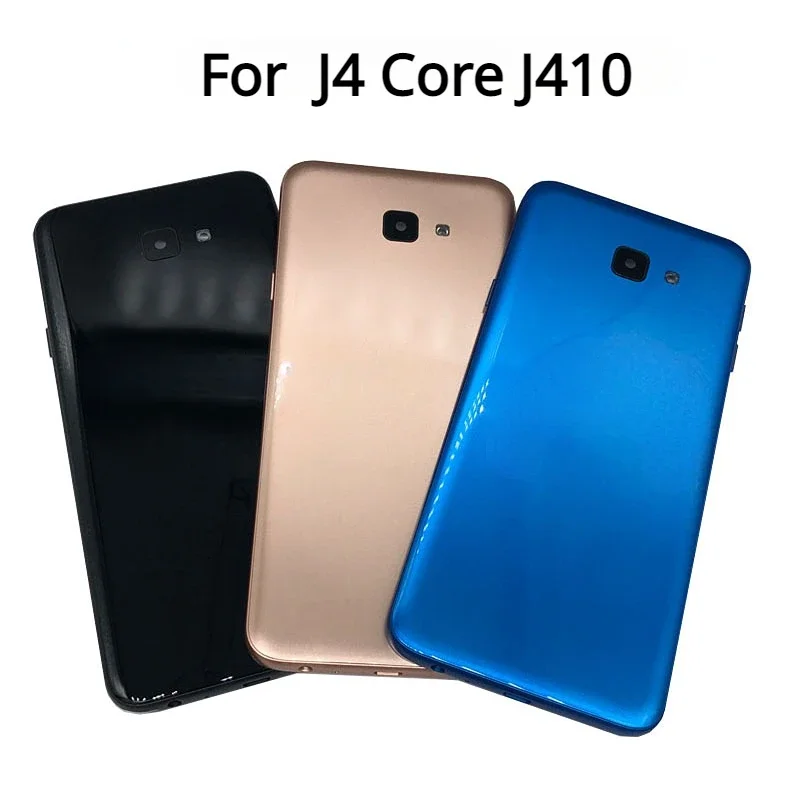 For Samsung Galaxy J4 Core J410 J410F SM-J410F/DS Housing Back Battery Cover Rear Door Case with Middle Frame+Camera lens