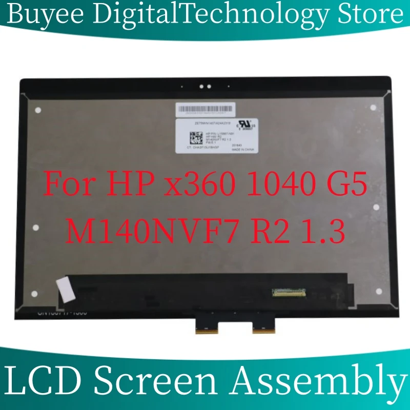 Tela Lcd para Laptop hp Montagem Digitador Fhd X360 1040 g5 M140nvf7 r2 1.3 14 Polegadas Novo