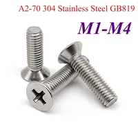 30/100pcs lot M1 M1.2 M1.4 M1.6 M2 M2.5 M3 M4 Cross Phillips Flat Countersunk Head Screw Bolt A2-70 304 Stainless Steel GB819