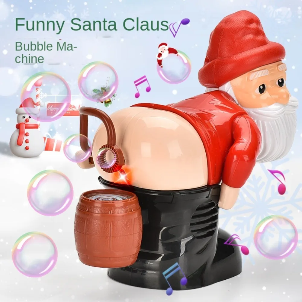 Funny Santa Claus Bubble Machine Creative Automatic Fart Prank Toys with Flashing Lights & Music Gifts Christmas Decorations