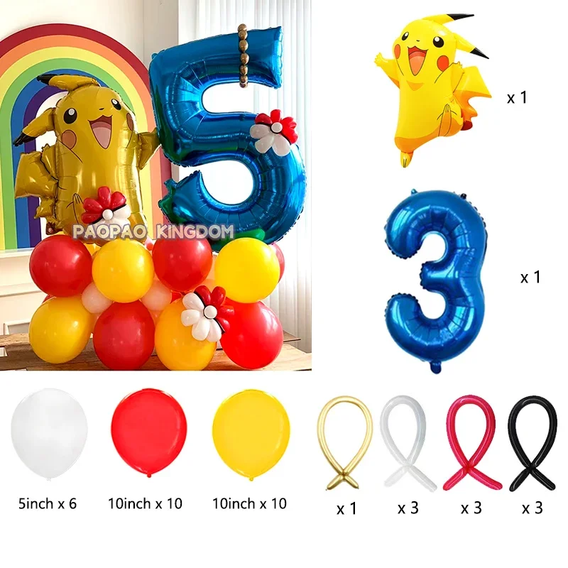 Pokemon Pikachu Folie Ballonnen Set voor Kinderen Verjaardagsfeestje Decoratie Baby Douche Ballon Decoratie Globos
