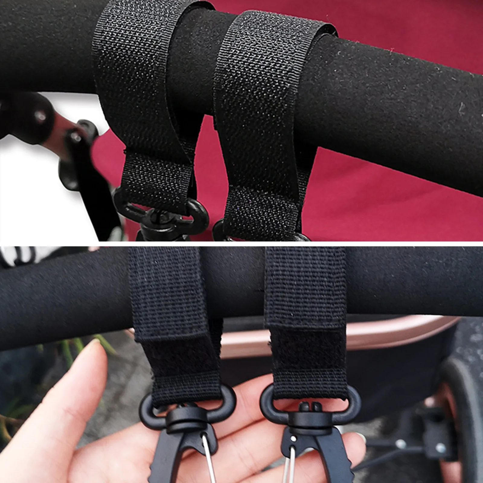 

4Pcs Stroller Hooks for Baby Carriage Rotating Hanging Organizer Premium Quality Firm Hold Diaper Bag Stroller Hanger Supplies