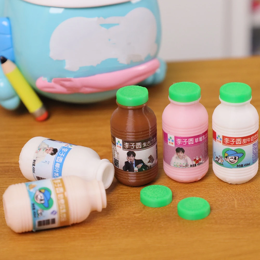 1/12 Scale Dollhouse Miniature Lid Can Be Opened Mini Milk Bottle Model for Blyth BJD Doll Accessories Kids Gift