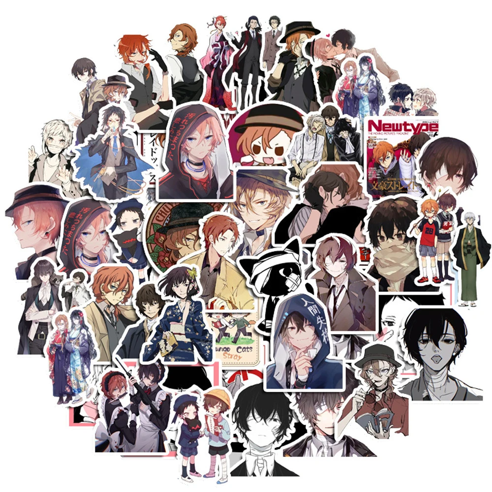 10/30/50 buah Anime Bungou Stray Dogs grafiti stiker keren oambung Dazai stiker untuk anak DIY koper buku tempel kartun stiker mainan