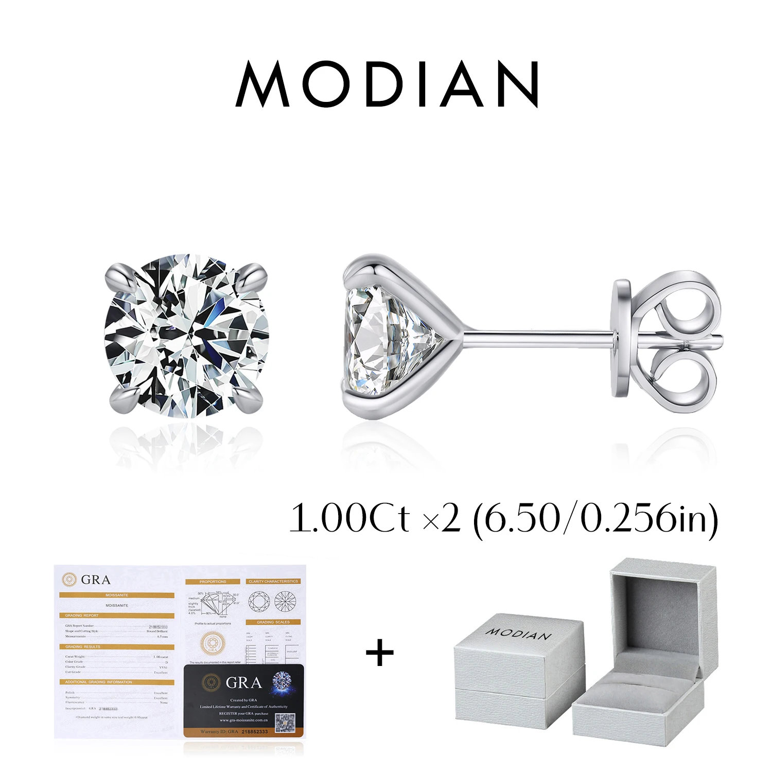 MODIAN 5 Sizes D Color Moissanite Earrings 925 Sterling Silver Sparkling Luxury Stud Earrings For Women Wedding Fine Jewelry image 3
