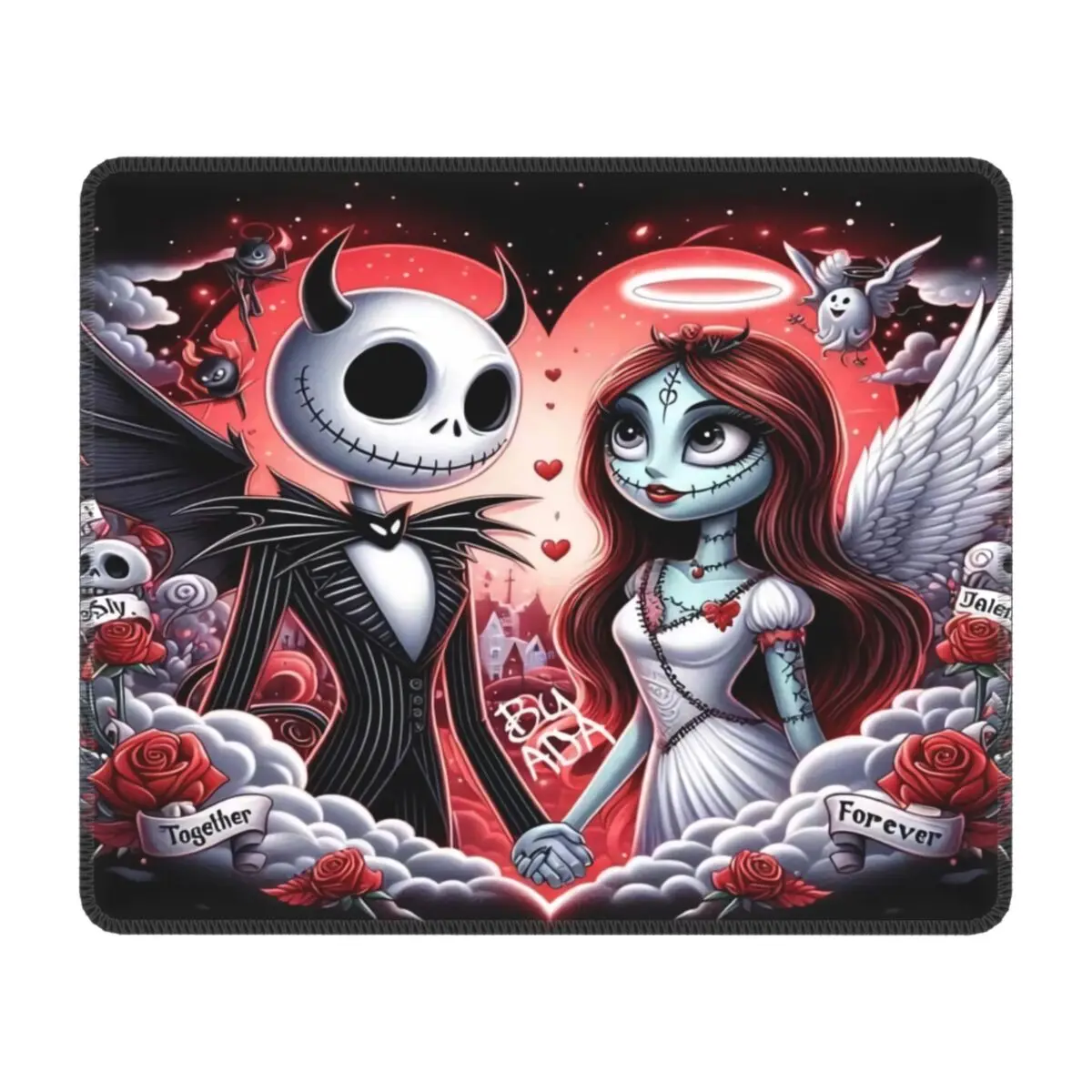 Custom Halloween Nightmare Before Christmas Mouse Pad Rubber Mousepad with Durable Stitched Edges Jack Skellington Mouse Mat