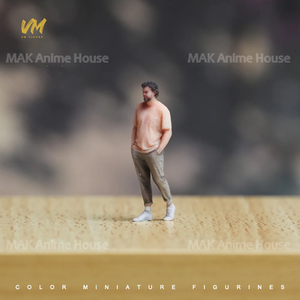 1/87 1/64 1/43 1/24 1/18 トレンディな男性バリスタ キュートなロリ巻き毛の男性修理工 3Dプリント小道具 フィギュア モデル シーン ドール おもちゃ