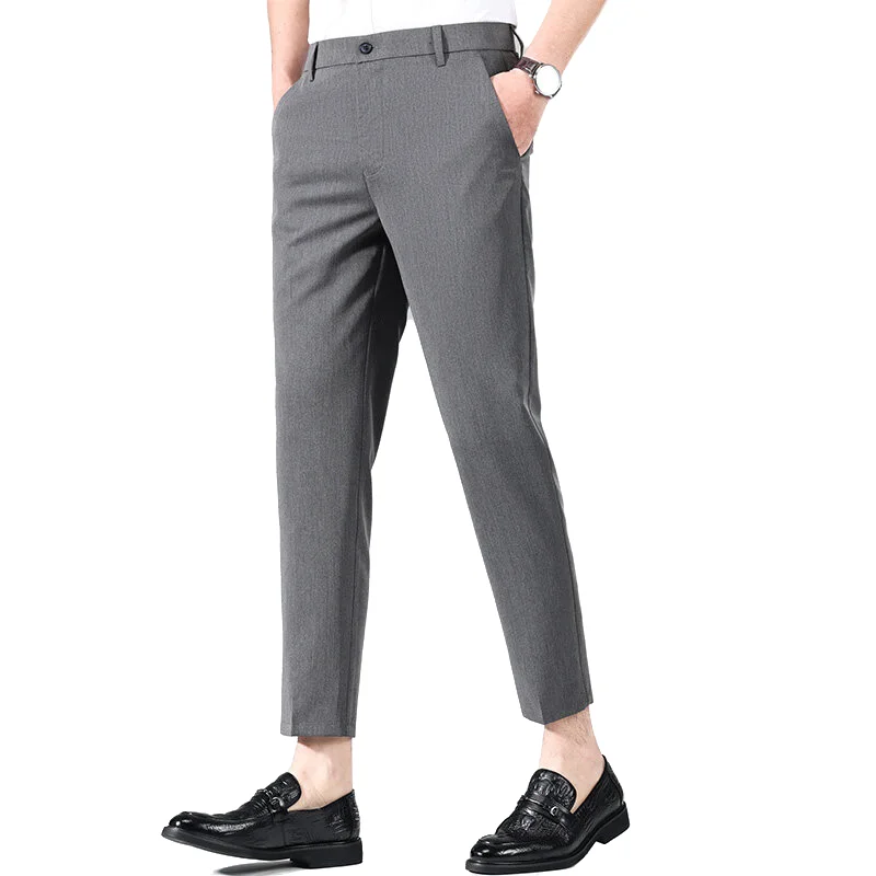 

Модные мужские деловые эластичные брюки Nine-Division, повседневные летние брюки прямого кроя, удобные универсальные мужские длинные брюки