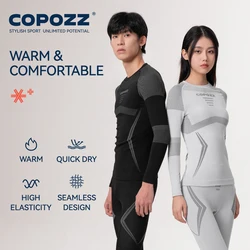 COPOZZ-Conjunto de ropa interior térmica para hombre y mujer, chándal transpirable de secado rápido, ropa interior térmica de esquí, Calzoncillos largos, Invierno