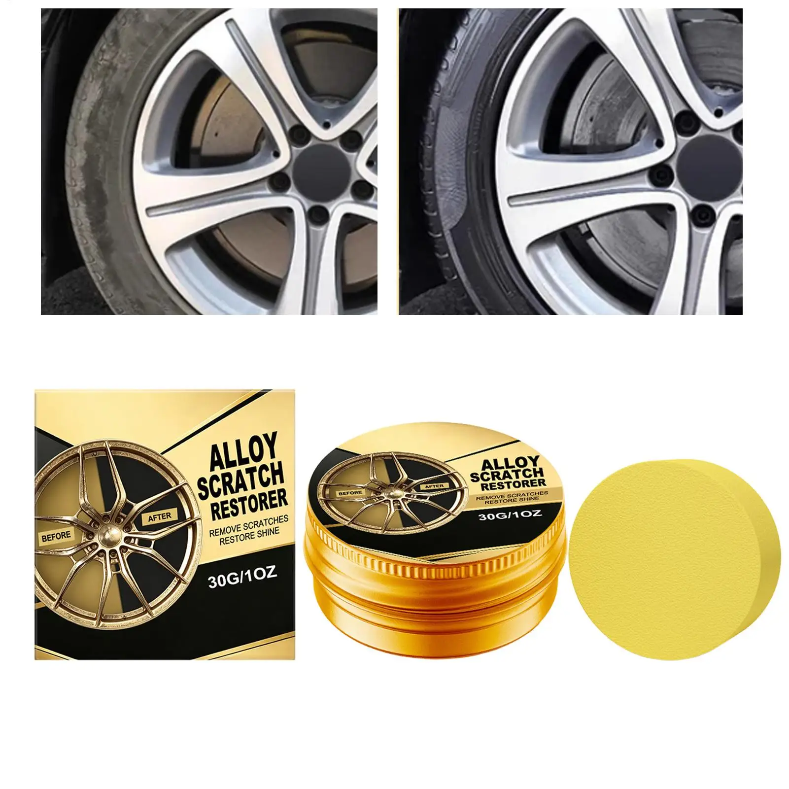 Alloy Wheel Repair Kit 30g Cleaner Polishing Wax Eraser Paint Restorer Car Rim Repair Kit for Auto Automotive Vehicle Motorcycle - view 3