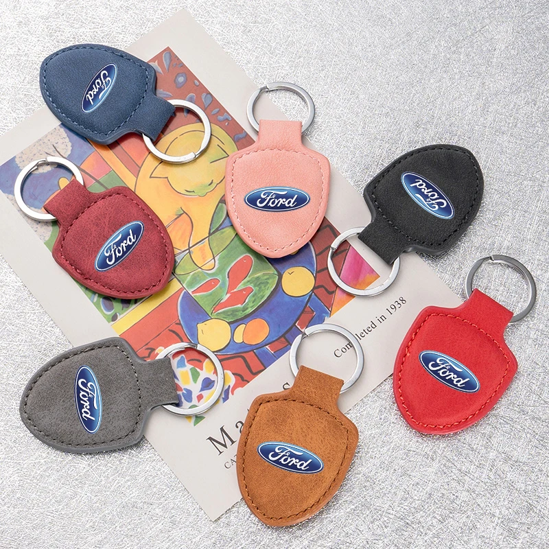 Suede Car Logo Keychain Zinc Alloy Key Chain Ring Pendant Accessories For Ford Ranger S-Max Focus Galaxy Mondeo Transit Tourneo