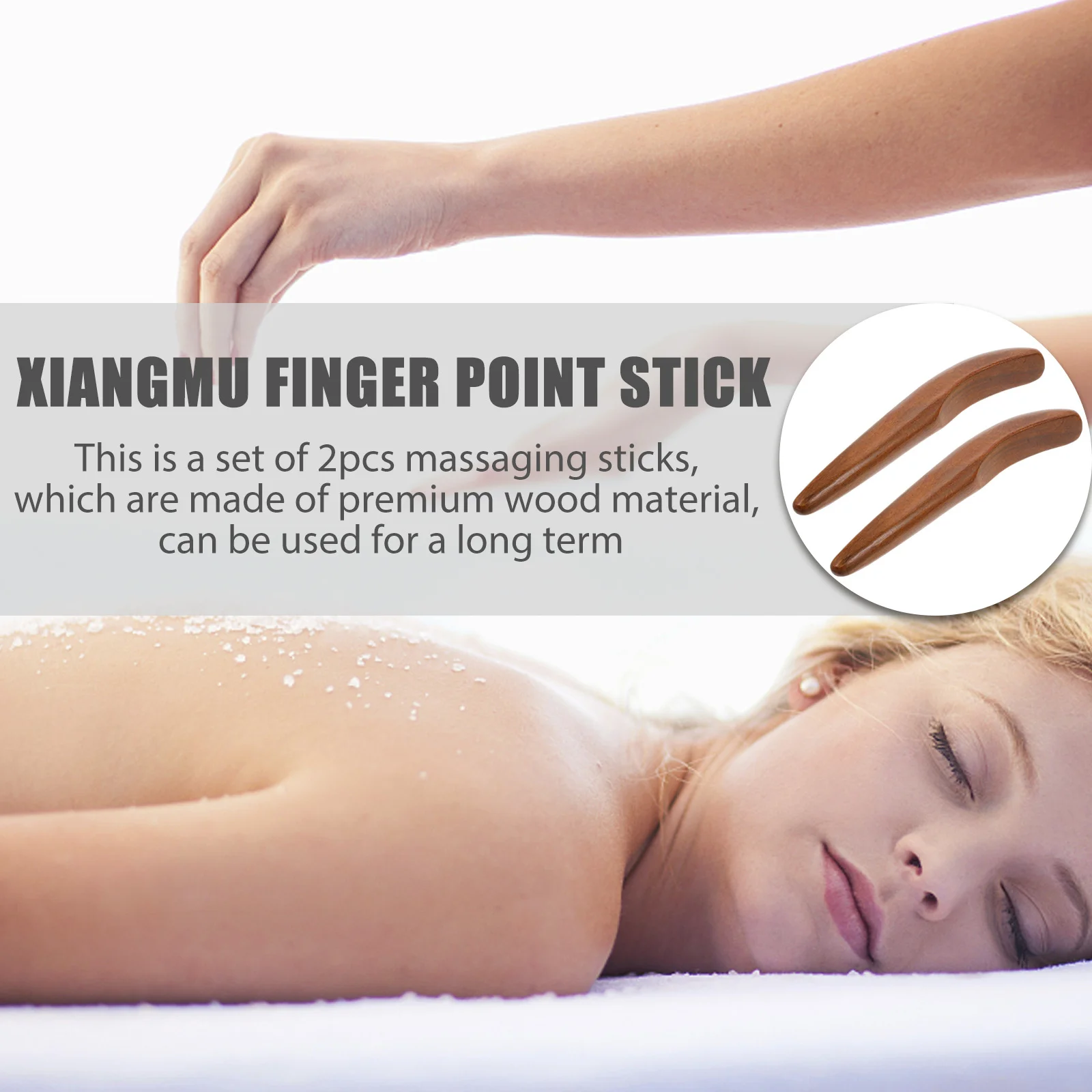 

2pcs Wooden Finger Acupoint Massage Sticks Light Brown Gua Sha Scraping Tool For Hand Foot Body Home Spa Therapy Massaging Stick