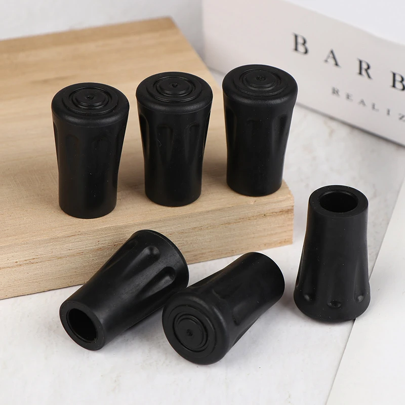 6/12 قطعة البلاستيك الأسود القدم يغطي المضادة للانزلاق أقطاب التنزه غطاء رأس واقي عصا للمشي تلميح أسفل منصات تسلق أغطية حماية #3