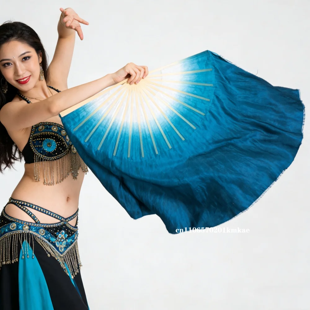 

1 шт. 100% шелковый веер-вуаль с бамбуковой ручкой, мятно-зеленый, светлый, для танца живота, аксессуар для костюма, двусторонний, очень длинный, струящийся, 86 см