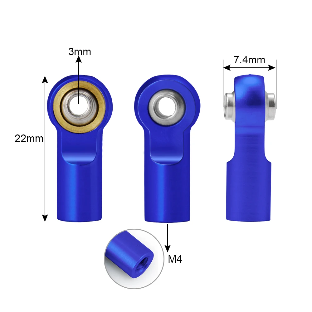 MIBIDAO 10 pièces figuré en alliage d'aluminium aught/pousser les extrémités les plus récentes rotule pour Axial SCX10 TRX-4 Tamiya 1/10 RC voiture camion modèle pièces de mise à niveau