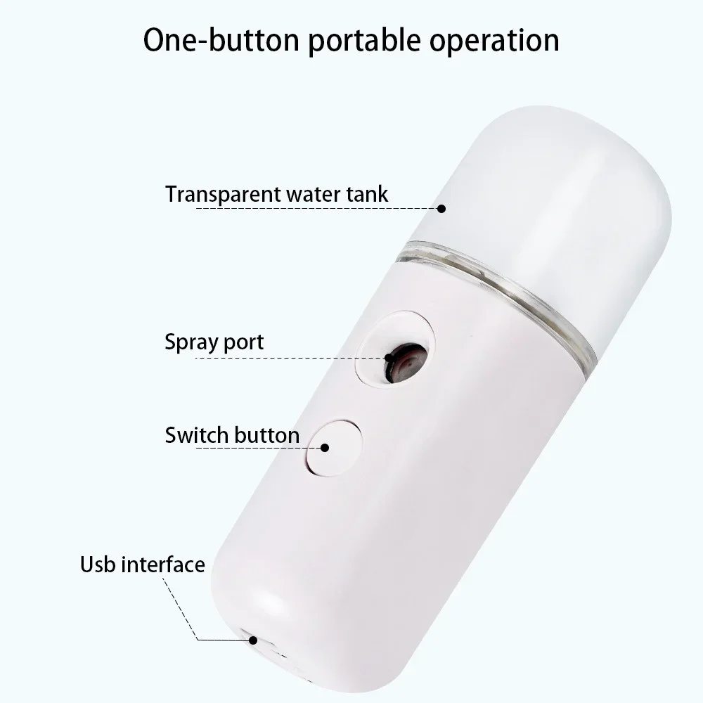 30ML Nano Spruzzatore di nebbia facciale USB Mini portatile Umidificatore a vapore per il viso per la bellezza Cura della pelle Idratazione Macchina per sauna facciale domestica