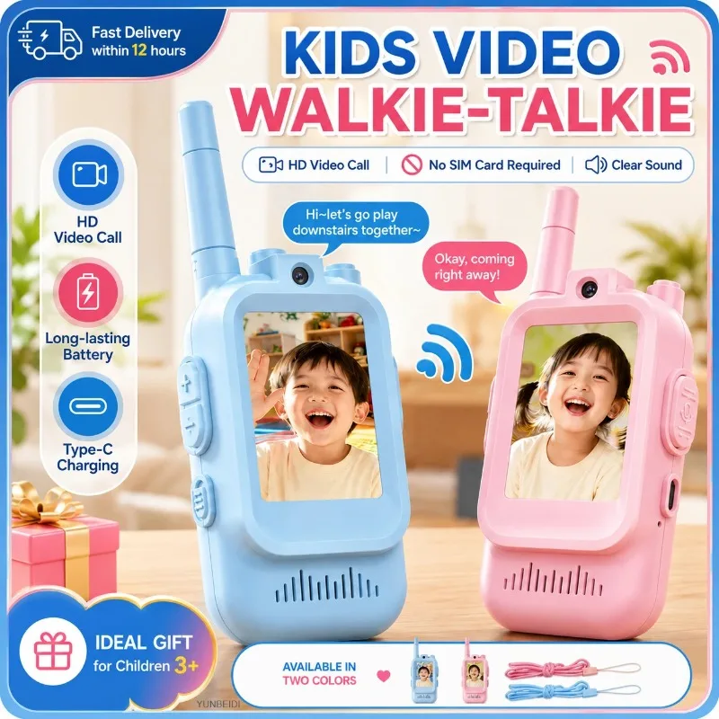 2 adet çocuk telsizleri 3 tip HD-video interkom USB şarjı kapalı açık oyuncaklar çocuk doğum günü festivali kızlar için yaş 3+
