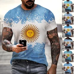 Argentina 3D printed T-shirt, casual short sleeved top, hip-hop, fun personality, new fashion men's clothing