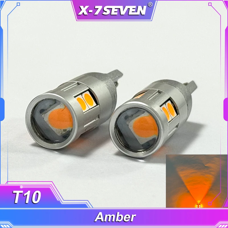 X-7SEVEN T10 194 LED Light Bulb Amber W5W T10 Error Free for Car Dome Map Door Courtesy License Plate Dash Instrument