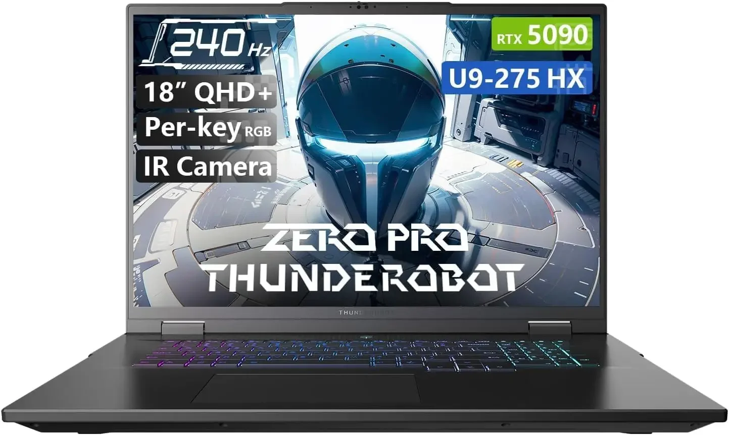 Thunderobot Zero 18 Pro 5090 Gaming Laptop, Core Ultra 9 275HX, GeForce RTX 5090, 64GB DDR5, 8TB SSD, Per-Key RGB, FHD IR