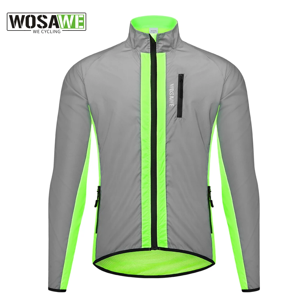 

WOSAWE Bike Riding Jackets Sports Full Reflection Night Running Rain Resistant Windbreaker Jacket Reflective Cycling Coat