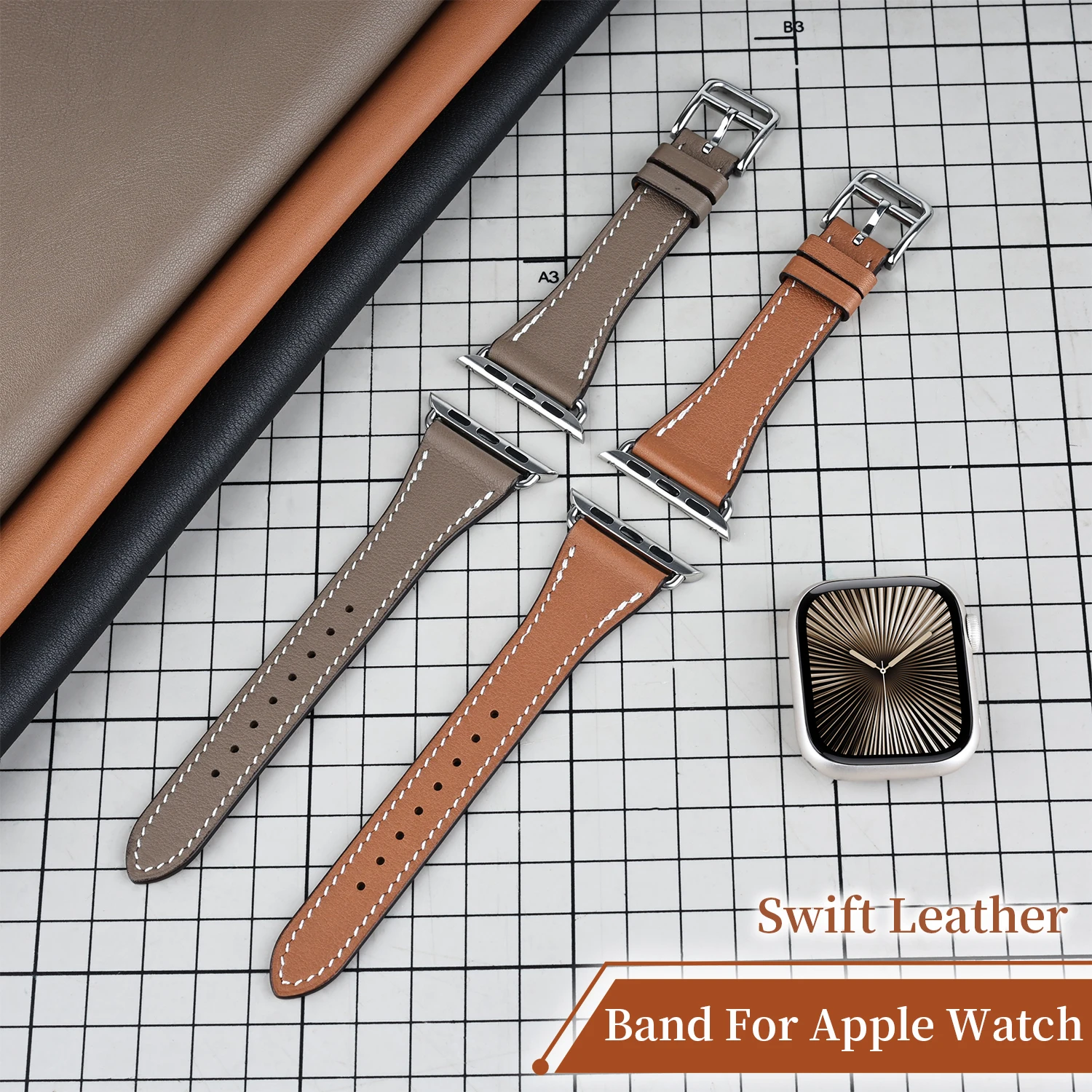 Kebitt Luxury Women Bracelet For Apple Watch Series 11 10 9 8 7 6 5 Se 3 Ultra 3 2 Strap High Quality Strap Leather Band Iwatch
