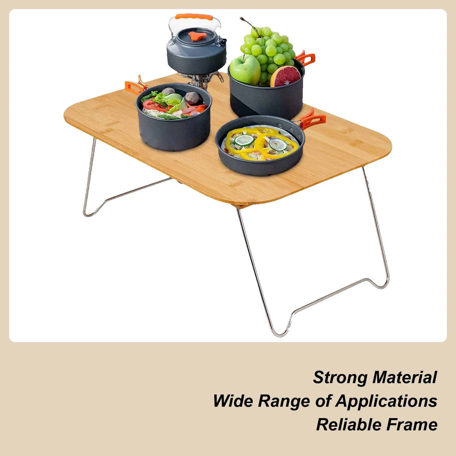 

Camping Table Foldable Wood Reading Studying Desk Portable Small Camping Picnic Table For Barbecue Backyard Garden RV Beach