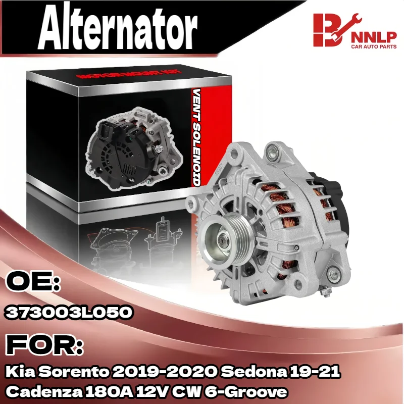 

Alternator for Kia Sorento 2019-2020 Sedona 19-21 Cadenza 180A 12V CW 6-Groove 373003L050